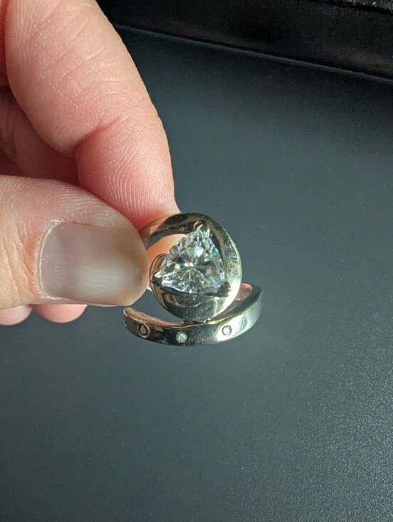 Charles & Colvard Jewelry - Custom Trillion Cut Wedding Ring